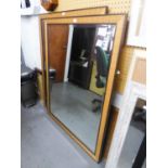 MODERN BEVEL EDGE OBLONG WALL MIRROR, IN BAMBOO EFFECT FRAME, MATCHING THE PREVIOUS LOT, 50 1/2" X