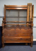 NINETEENTH CENTURY PITCH PINE DOUBLE BEDSTEAD, with sprung base, 53? (134.6cm) high, 83 ½? x 55? (