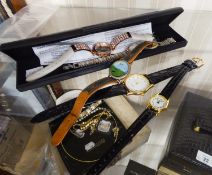 THREE LADY'S QUARTZ WRIST WATCHES, AND TWO OTHER WRIST WATCHES (5)