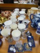 A COLLECTION OF 16  CERAMIC ROYAL COMMEMORATIVE MUGS, ETC., INCLUDING A PAIR OF GEORGE V SILVER