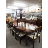 CONTEMPORARY CHINESE CARVED HARDWOOD DINING ROOM SUITE COMPRISING 8 DINING CHAIRS, INCLUDING A