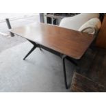 AN OBLONG G-PLAN DINING TABLE WITH EBONISED LEGS (137cm long x 76.5cm wide x 71.5cm high)