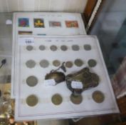 COLLECTORS SET OF COINS OF SRI LANKA, DITTO STAMPS OF SRI LANKA, SMALL SILVER PHOTO FRAME AND A