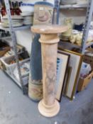 A TALL MARBLE JARDINIERE STAND, WITH CIRCULAR TOP (DAMAGE TO TOP)