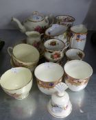 SUTHERLAND BONE CHINA ?PEACH BLOSSOM? PATTERN TEA-FOR-TWO SET OF SEVEN PIECES; SIX OTHER SPECIMEN