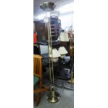 A METAL UPLIGHTER FLOOR LAMP WITH READING ARM AND A PAIR OF BEDSIDE LAMPS (3)