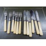 SIX PAIRS OF FISH EATERS WITH SILVER BLADES AND BONE HANDLES, Sheffield 1923, (12)