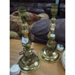 A PAIR OF BRASS TABLE LAMPS