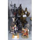 TEN SMALL FIGURES OF KNIGHTS, ETC., IN ARMOUR, VARIOUS SIZES, ONE ON HORSEBACK (10)