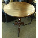 NINETEENTH CENTURY MAHOGANY TILT-TOP OCCASIONAL TABLE WITH TRIPOD BASE, 27 ¾? high, 23? diameter
