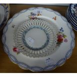 NINETEENTH CENTURY DESSERT PLATES, PAINTED WITH SCATTERED FLOWERS AND A SMALL RIBBON PLATE