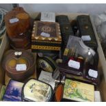 A SELECTION OF WOODEN, LACQUERED AND POTTERY TRINKET BOXES AND A MUSICAL MINIATURE GRAND PIANO