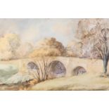 DAVID M. HARRISON (TWENTIETH CENTURY) WATERCOLOUR DRAWING ?The Devil?s Bridge, Kirby Lonsdale?