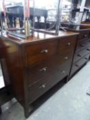 A MAHOGANY CHEST OF TWO SHORT OVER TWO LONG DRAWERS