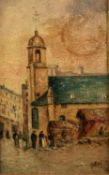 F.H. CANNELL OIL PAINTING ON PANEL ?The late St Matthews Old Church, Market Place, Douglas?