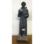 TWENTIETH CENTURY BRONZE PATINATED COMPOSITION FIGURE OF ST. FRANCIS OS ASSISI IN MONKS HABIT,