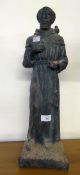 TWENTIETH CENTURY BRONZE PATINATED COMPOSITION FIGURE OF ST. FRANCIS OS ASSISI IN MONKS HABIT,