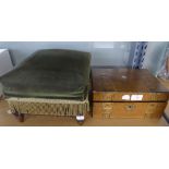 VICTORIAN TUNBRIDGE WARE BANDED WALNUT WORK BOX, with lift-out tray, and a VICTORIAN MAHOGANY