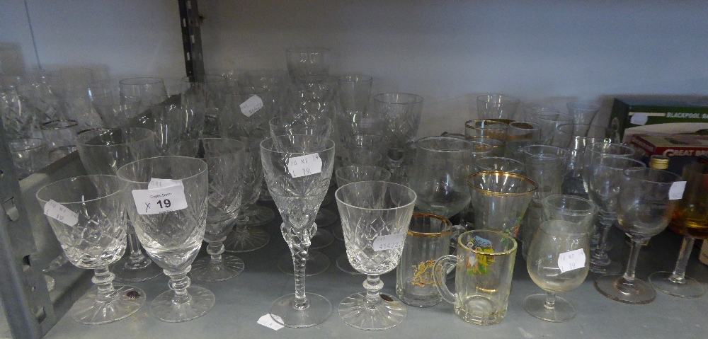 TWO BOXED SETS OF DRINKING GLASSES AND A QUANTITY OF VARIOUS STEM WINES AND TUMBLERS