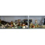 A QUANTITY OF SMALL CERAMIC, RESIN AND GLASS ORNAMENTS, FIGURES AND POSY ORNAMENTS