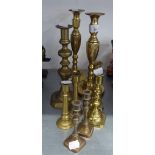 4 1/2 PAIRS OF BRASS CANDLESTICKS