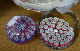 TWO MILLEFIORI GLASS PAPERWEIGHTS