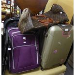 A LOUIS VUITTON REPLICA HOLDALL, TWO ANTLER SUITCASES  AND TWO OTHER SUITCASES (5)