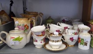 A QUANTITY OF ROSE DECORATED CHINA TEA WARES, VARIOUS MAKERS, APPROXIMATELY 38 PIECES AND SUNDRY