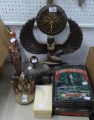 COMPOSITION MANTEL CLOCK IN THE FORM OF A THE EGYPTIAN WINGED GODDESS 'ISIS' HAVING BATTERY