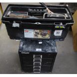 BISLEY BLACK METAL TABLE TOP NEST OF FIVE SHALLOW FILING DRAWERS, 11? WIDE, 12 ¾? HIGH AND A ?PRO?