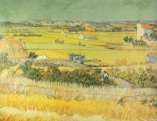 AFTER VAN GOGH  AN INTER-WAR YEARS COLOUR REPRODUCTION PRINT  Landscape with harvesters at work 27
