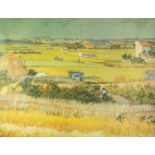 AFTER VAN GOGH  AN INTER-WAR YEARS COLOUR REPRODUCTION PRINT  Landscape with harvesters at work 27