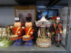 A LARGE BOXED PORCELAIN ?SANTA ON WHEELS?, WARNER BROS STUDIO STORE CLOCK, BOXED; A CHINA COACH