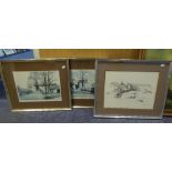 J.A. HURLEY PAIR OF ARTIST SIGNED COLOUR PRINTS RURAL SCENES WITH BUILDING SIGNED IN PENCIL 8 ½? X