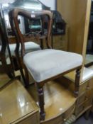 VICTORIAN ROSEWOOD SINGLE CHAIR, WITH BALLOON BACK HAVING CARVED LADDER RAIL