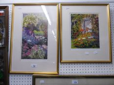 ANDREA BATES ?  TWO ARTIST SIGNED LIMITED EDITION PRINTS  'FLOWER GARDENS'