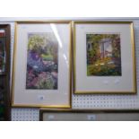 ANDREA BATES ?  TWO ARTIST SIGNED LIMITED EDITION PRINTS  'FLOWER GARDENS'