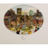 FRANCES LENNON (1912-2015) TWO ARTIST SIGNED OVAL COLOUR PRINTS ?Village Days?, (300/400) ?The