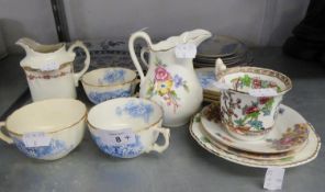 6 SPECIMEN CUPS AND SAUCERS AND OTHER CERAMICS