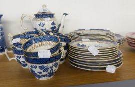 THIRTY TWO PIECE BOOTH?S ?REAL OLD WILLOW? PATTERN POTTERY PART DINNER, TEA AND COFFEE SERVICE,