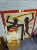 A GROUP OF CIRCA 1960's EGYPTIAN ITEMS AND  A NUMBER OF UNFRAMED FACSIMILE  COLOUR  PRINTS OF