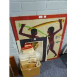 A GROUP OF CIRCA 1960's EGYPTIAN ITEMS AND  A NUMBER OF UNFRAMED FACSIMILE  COLOUR  PRINTS OF