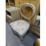 VICTORIAN BLEACHED WALNUT BALLOON BACKED BEDROOM CHAIR