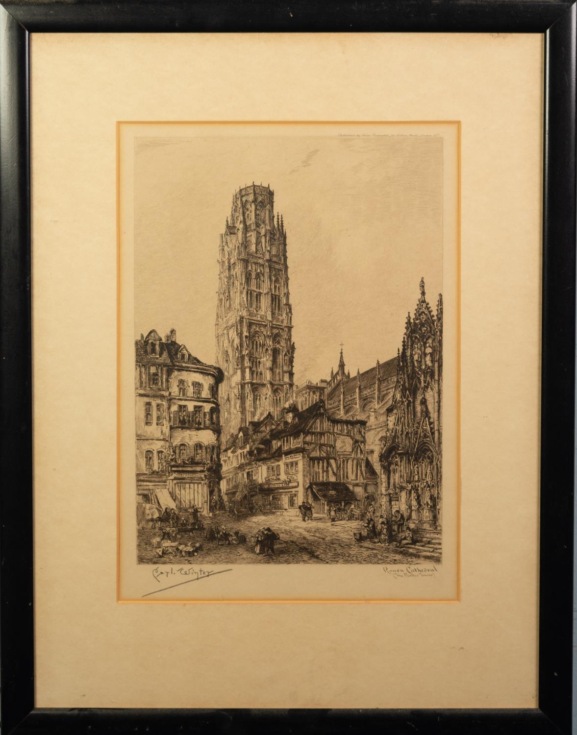 CARL WINTER PAIR OF ARTIST SIGNED ETCHINGS ?Abbeville Cathedral? ?Rouen Cathedral? 12? x 8 ¾? (30. - Image 4 of 6