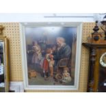 A LARGE FRAMED PEAR'S COLOUR PRINT, 'GRANDFATHER WITH CHILDREN'
