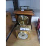 DAVIES, CHESTER, WOODEN CASED MANTEL CLOCK WITH BRASS CARRYING HANDLE AND A BENTINA BRASS CASED