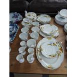 JOHNSON BROS. 'FLORIDA' PART TEA SERVICE OF 33 PIECES TO INCLUDE BREAD PLATE, SUGAR BOWL, 6 CUPS,