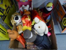 SELECTION OF SOFT TOYS, TO INCLUDE A BENDY RUPERT BEAR, OTHER RUPERT BEARS, MICKEY MOUSE, ETC (1