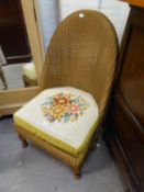 LLOYD LOOM GOLD COLOURED NURSING CHAIR WITH CUSHION SEAT