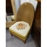 LLOYD LOOM GOLD COLOURED NURSING CHAIR WITH CUSHION SEAT